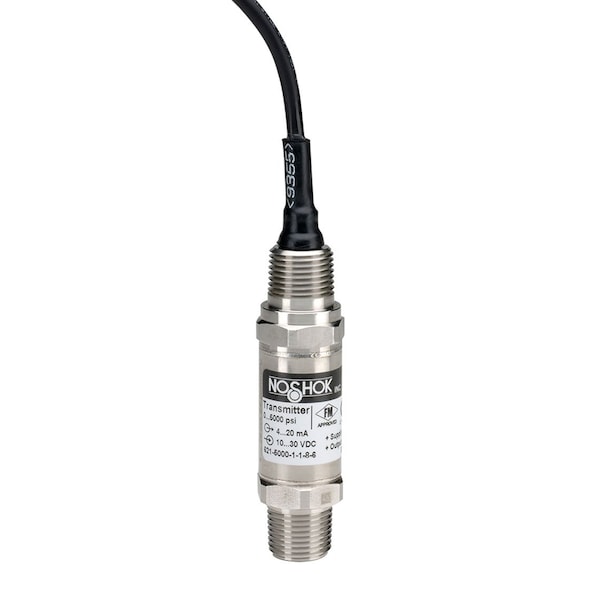 Pressure Transmitter, 0 psig to 5000 psig, 0.25% Accuracy (BFSL), 4 mA to 20 mA Output, 1/4 NPT Male, 1/2 NPT Conduit w/ 6 ft Cable Attached, 0.8 mm SS Threaded Orifice